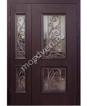 Металлическая дверь с ковкой и стеклом SK-47 - купить от производителя Мосдвери Металлическая дверь с ковкой и стеклом SK-47